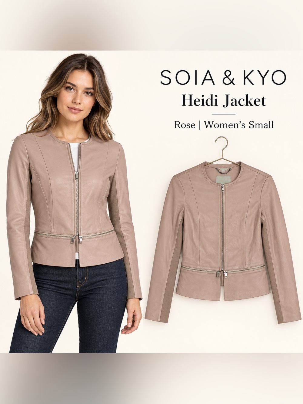 Soia & Kyo Heidi Leather Jacket Women’s Size Small Rose
